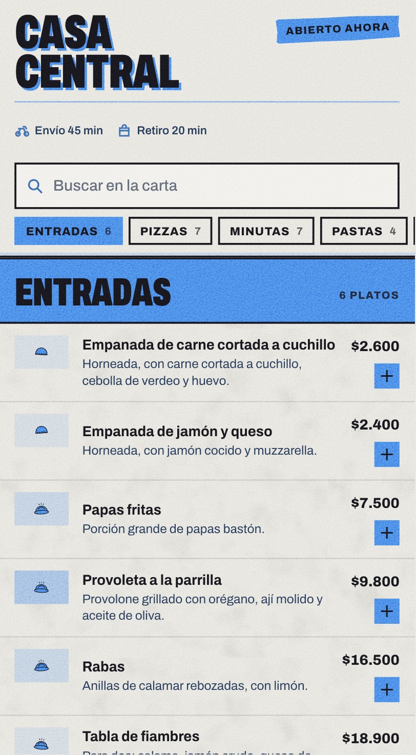 Tienda online en el teléfono: la sucursal abierta, los tiempos de envío y retiro, el buscador y la categoría Entradas